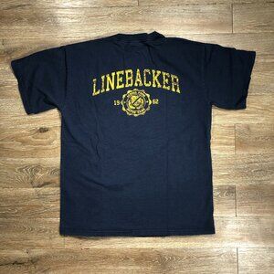 Linebacker Lounge T-Shirt Medium Navy Blue Gold Notre Dame South Bend Sports Bar